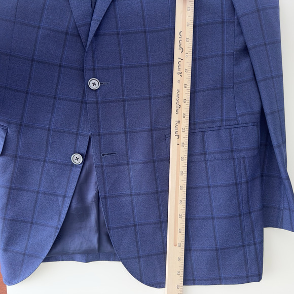 David Donahue Sport Coat Mens 44L Blue Plaid Connor Wool Dinner Jacket Yacht - Picture 11 of 13